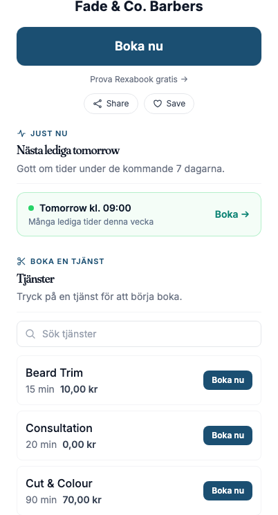 Bokningssida