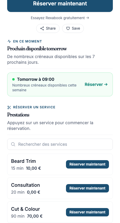 Page de réservation