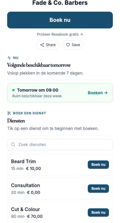 Boekingspagina
