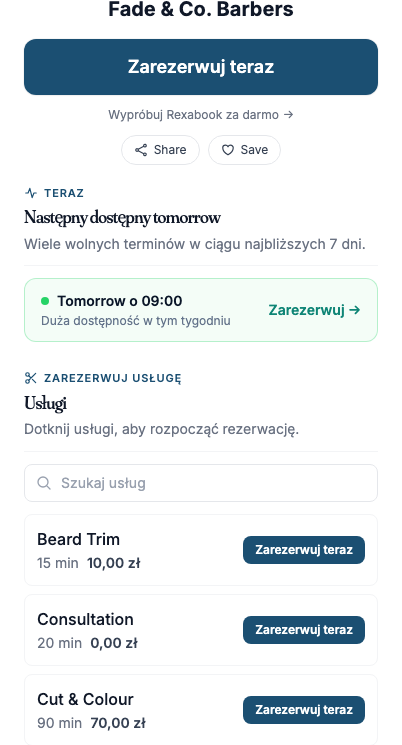 Strona rezerwacji